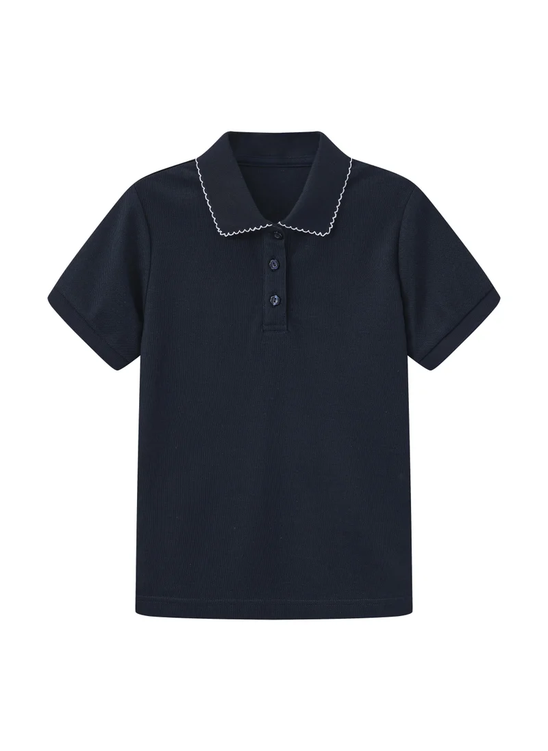 بالابالا Kids Girls Lapel short-sleeved T-shirt