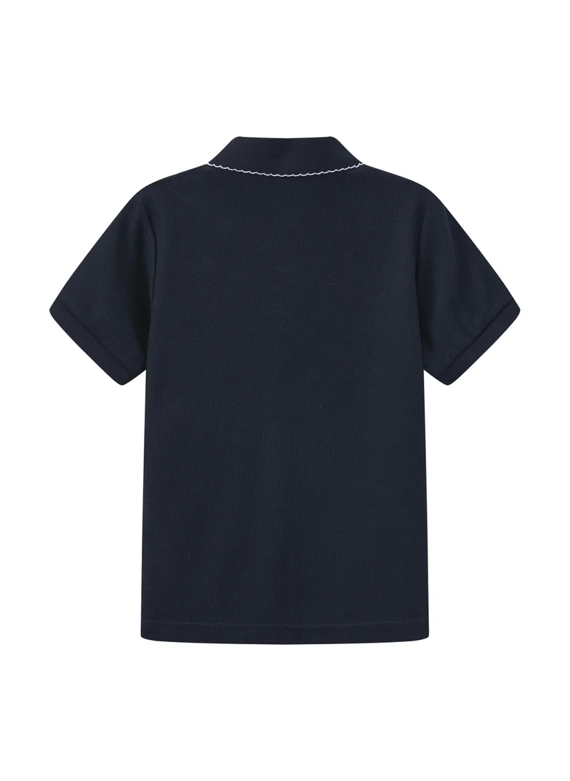 بالابالا Kids Girls Lapel short-sleeved T-shirt