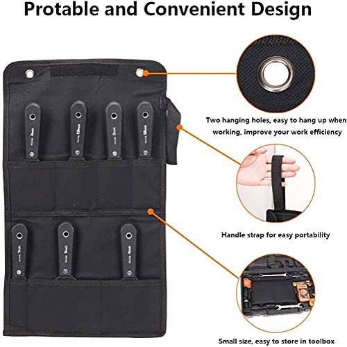 QEES 7 PCS Drywall Paint Scraper Tools with Storage Bag,Spackle Drywall Putty Knife Set,Stainless Steel Spackling Taping Knife Tool for Repairing,Removing Wallpaper,Applying Putty,Mud, Plaster Scraping - Image 3