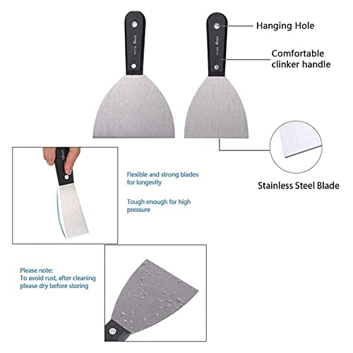 QEES 7 PCS Drywall Paint Scraper Tools with Storage Bag,Spackle Drywall Putty Knife Set,Stainless Steel Spackling Taping Knife Tool for Repairing,Removing Wallpaper,Applying Putty,Mud, Plaster Scraping - Image 5
