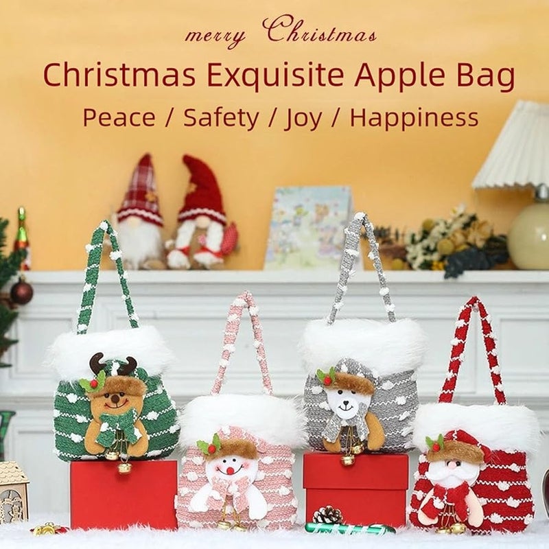 Christmas Fabric Gift Bags Portable Santa Snowman Pouches For Chocolates Surprises - Image 5