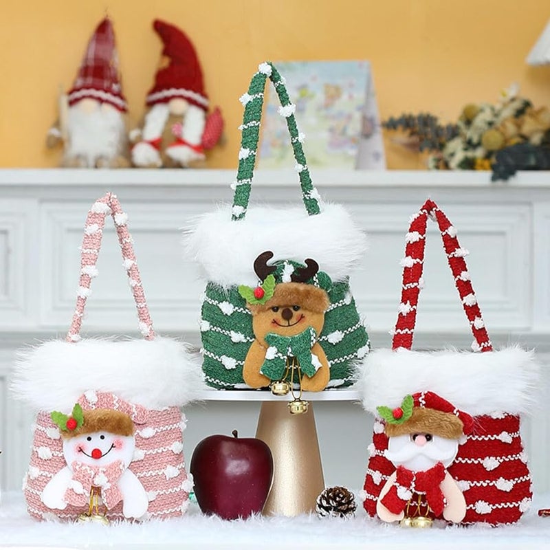 Christmas Fabric Gift Bags Portable Santa Snowman Pouches For Chocolates Surprises - Image 3