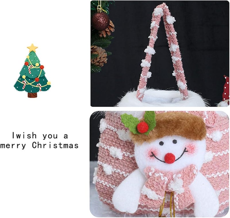 Christmas Fabric Gift Bags Portable Santa Snowman Pouches For Chocolates Surprises - Image 2