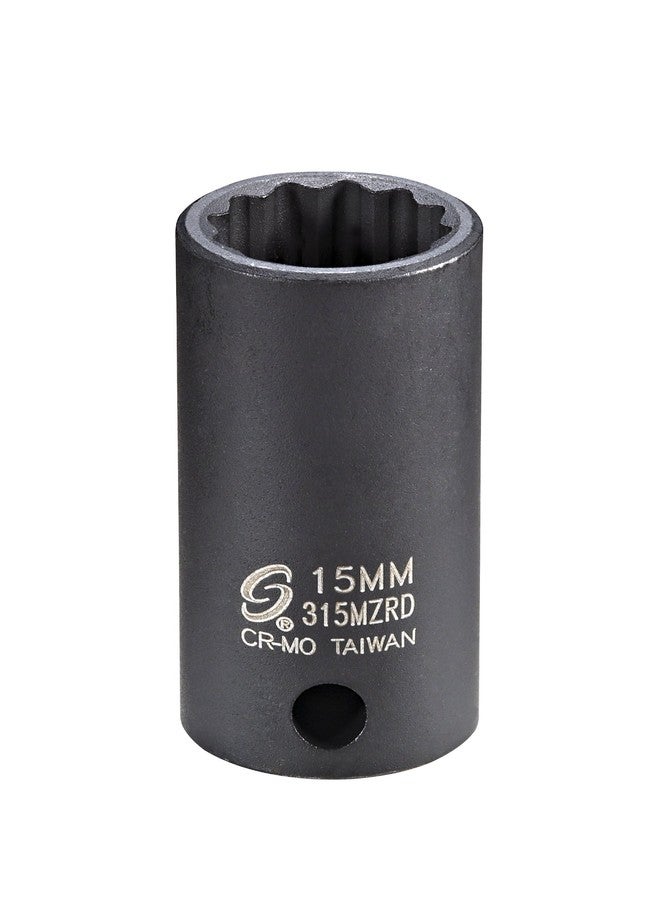 Sunex Tools Sunex 315MZRD 3/8-Inch Drive 15mm 12-Point Semi-Deep Impact Socket - Image 1