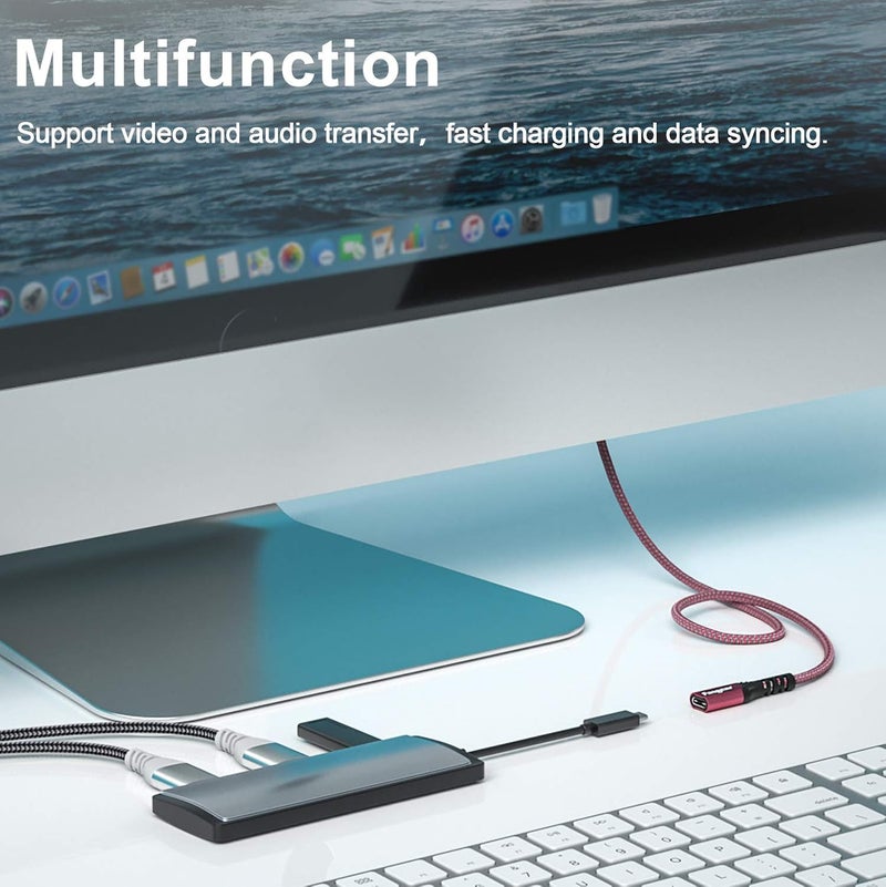 فاسجير كابل تمديد USB C من Fasgear، 10 جيجابت في الثانية، USB 3.1 الجيل 2، من نوع C ذكر إلى أنثى، يدعم إخراج فيديو وصوت بدقة 4K، متوافق مع منفذ Thunderbolt 3، MacBook Pro، Dell XPS، Switch، محور USB-C (0.5 متر، أحمر) - Image 4