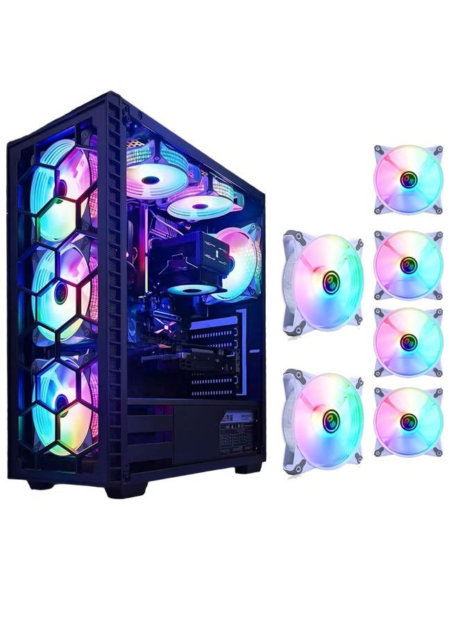 DS leddess DS Rainbow RGB LED 120mm Case Fan for PC Cases, CPU Coolers, Radiators System (6 Pack RGB Fans kit, E Series) - Image 1