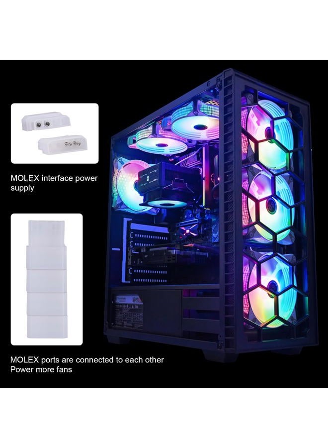 DS leddess DS Rainbow RGB LED 120mm Case Fan for PC Cases, CPU Coolers, Radiators System (6 Pack RGB Fans kit, E Series) - Image 4
