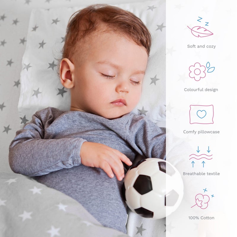 BABY COMFORT Baby Comfort 2 Piece Duvet Cover & Pillowcase Bedding Set 150x120 cm for Toddler Junior Cot Bed (Big Stars) - Image 2