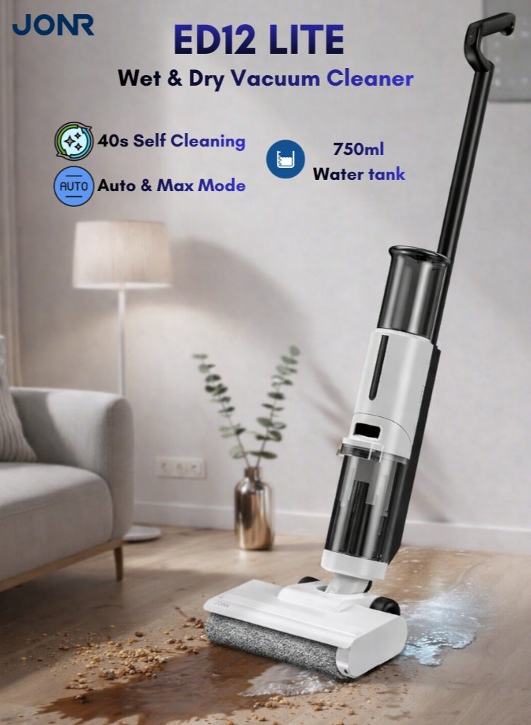 JONR ED12 Lite Wet Dry Vacuum Cleaner, Cordless Vacuum Mop with Self-Cleaning, Single Edge Cleaning, Lightweight for Hard Floors & Pet Hair, Anti-Tangle Design - Image 1