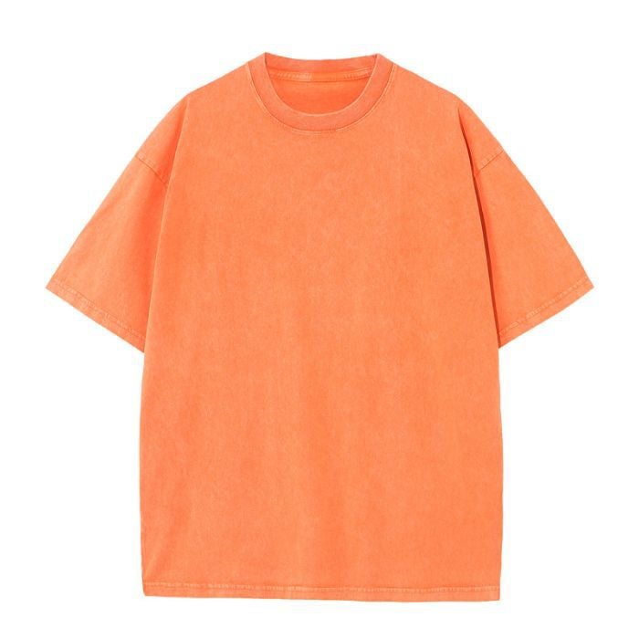 270G Washed Old Fried Snowflake Cotton Short Sleeve American Retro T-Shirt Men'S And Women'S Loose Oversize - Image 1