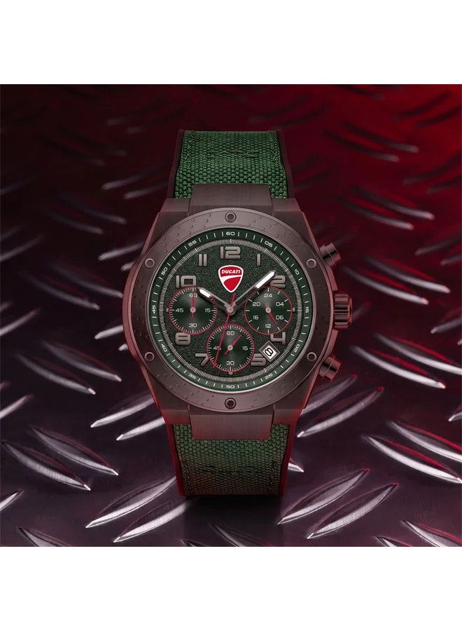 Ducati Green/Black Trailmaster Green Dial, Silicone-Nylon Strap, Chronograph Watch for Men, 43mm for Men | Best Price UAE