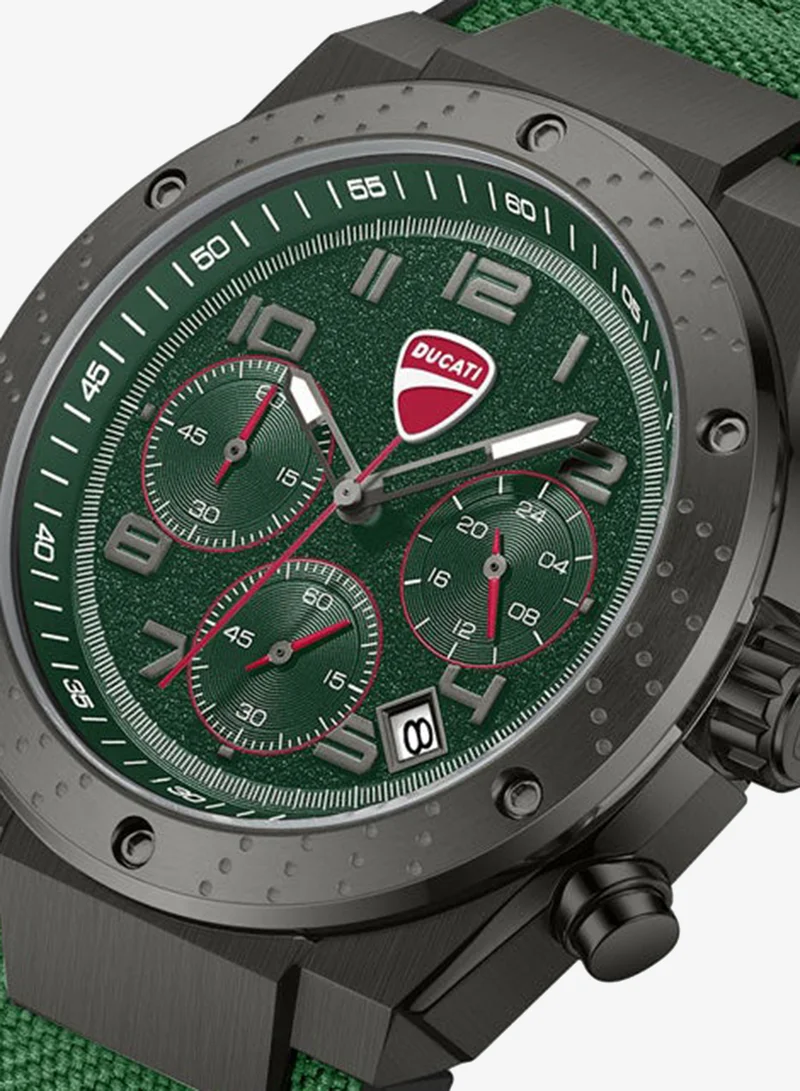 Ducati Green/Black Trailmaster Green Dial, Silicone-Nylon Strap, Chronograph Watch for Men, 43mm for Men | Best Price UAE