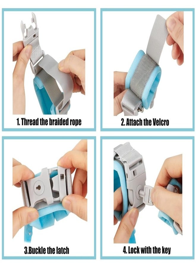 Jubobu Anti Lost Wrist Link, Baby Safety Anti-Loss Wristbands with Locks and Keys,Toddler Harness Walking Leash Safety Child Wristband Leashes for Babies Kids -Blue - Image 3
