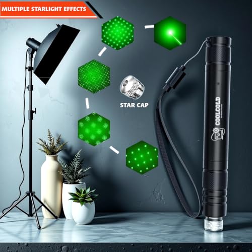 COOLCOLD Green Laser Light | USB Rechargeable, Laser Pointer Pen | Long-Range, Powerful | for Party, Disco Light Adjustable Mode, 2000m Handheld, Cat Laser Toy, Suitable for Camping, Hiking - Image 4