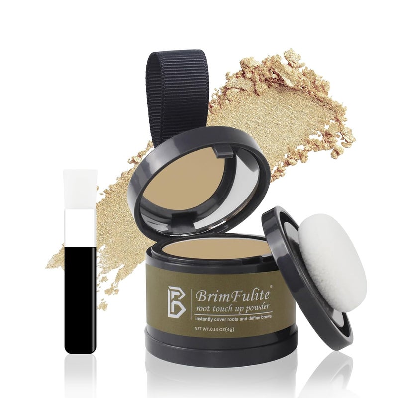 Hair Root Touch Up Powder, Quick Cover Gray Hairline Powder, Windproof & Sweatproof Root Cover Up for Women Men with Compact Puff and Mirror 0.14 Oz. (Medium Blonde, 0.14 Oz.)