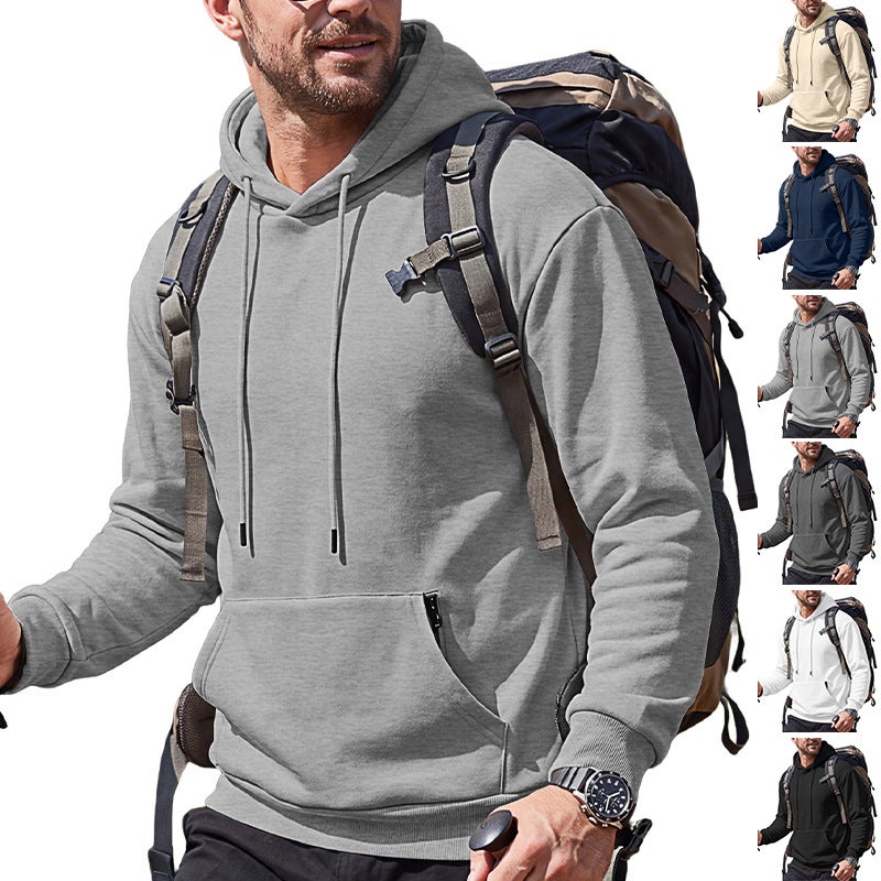 Men's Pullover Hooded Sweatshirt with Drawstring and Kangaroo Pocket - Image 1