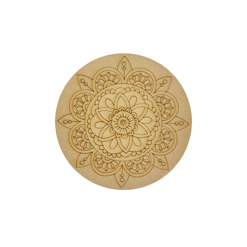 CRAFLEE CRAFLEE Decorative Mandala Wall Art Round Wooden Plaque Natural Wood Finish  - Image 1