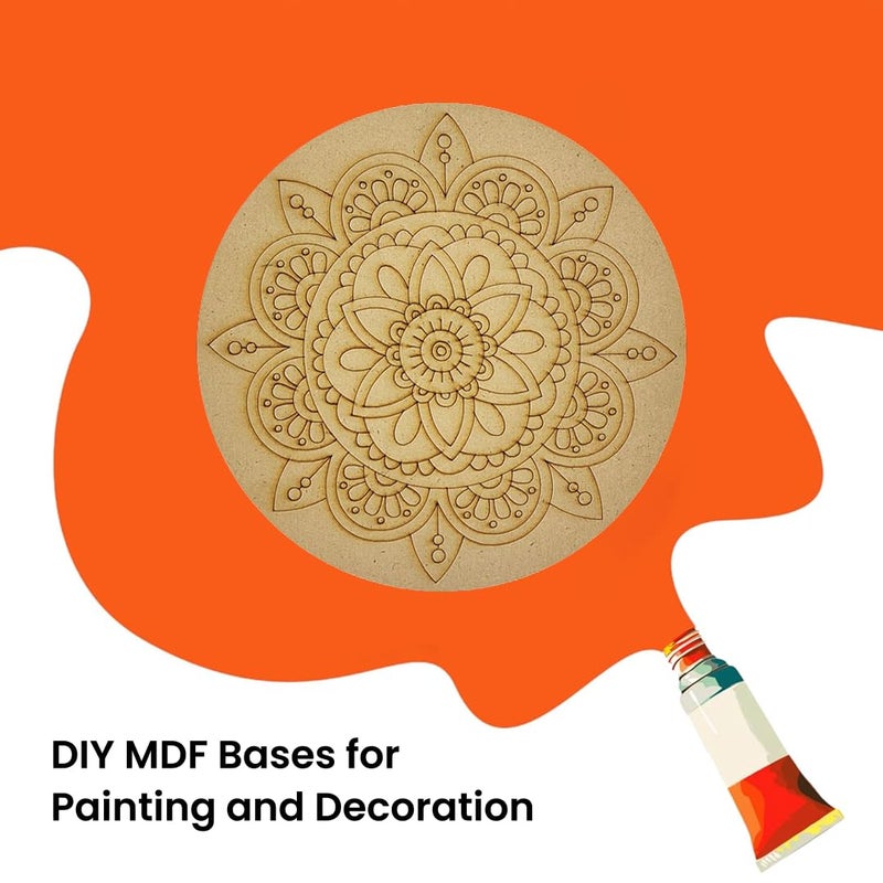 CRAFLEE CRAFLEE Decorative Mandala Wall Art Round Wooden Plaque Natural Wood Finish  - Image 3