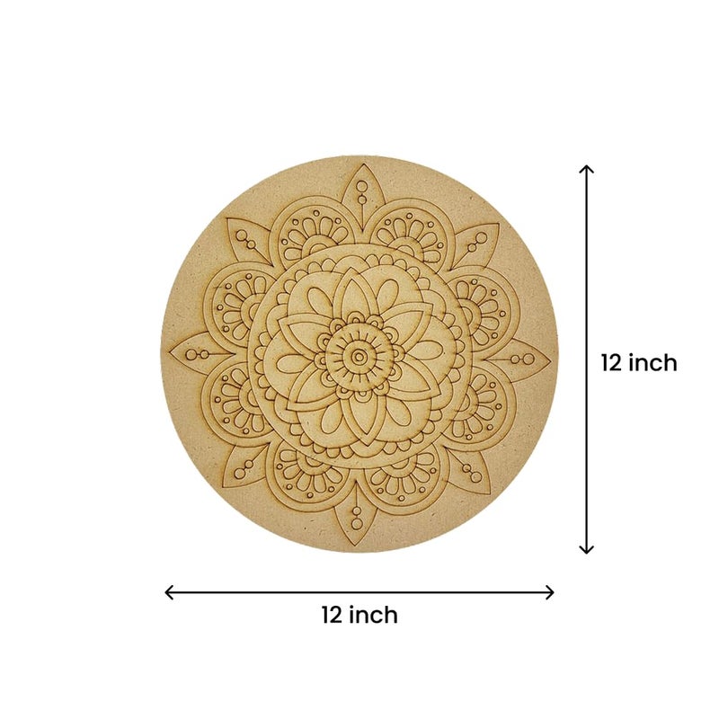 CRAFLEE CRAFLEE Decorative Mandala Wall Art Round Wooden Plaque Natural Wood Finish  - Image 2