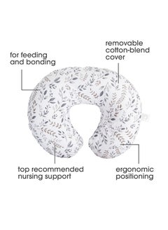 boppy Nursing Pillow Original Support, Gray Taupe Leaves, Ergonomic Nursing Essentials For Bottle And Breastfeeding  - Image 2