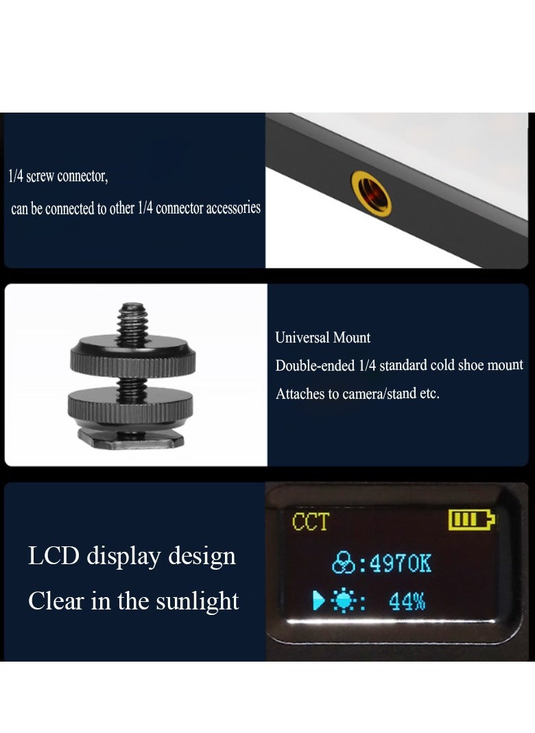 McDou RGB video conference light, 120 LED lamp beads, camera lights, including 3000mAh rechargeable battery, 360 ° full-colour, 20 light effects, CRI ≥ 95, 2500-9000K, with tripod, clamps, cold shoe adapter  - Image 4
