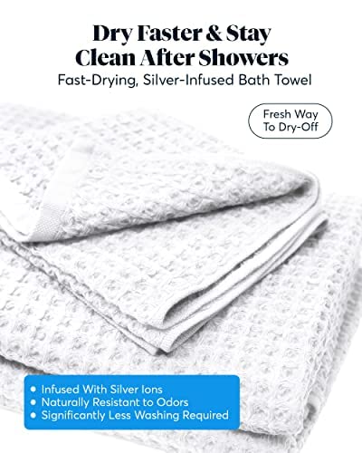 SUTERA - Silverthread Waffle Towel California - Grown Pima Cotton  Quick Drying  Ultra Soft  Lightweight and Absorbent - Waffle Weave Design - Luxury Towel (Bath  White) 31"" x 57"" - Image 5