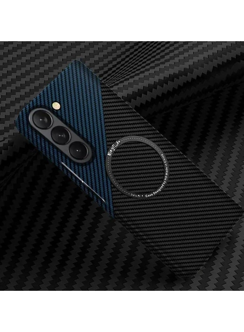 general Case Compatible Samsung Galaxy Z Fold 7 5G - Thin Leather Friendly Matte Kevlar Magnetic Wireless Charging Shockproof Case for Z Fold7