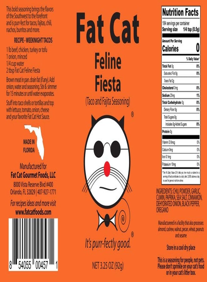 Fat Cat Feline Fiesta Premium Taco & Fajita Seasoning by Fat Cat Gourmet (3.25 oz) | Bold Tex-Mex Spice Blend for Beef, Chicken & Veggies | All-Natural | Vegan, Gluten-Free - Image 5