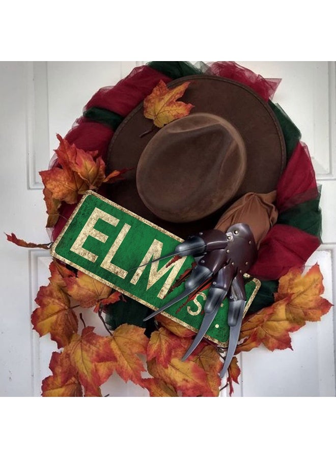 flinelife Elm Street Sign, 16X6, Horror Movie Metal Sign, Nightmare on Elm Street Wreath Sign - Image 3
