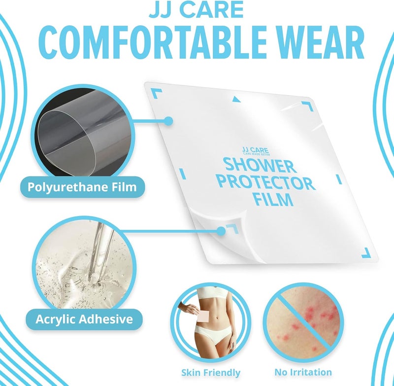 JJ CARE حماية الدش من JJ CARE عبوة من 14 درع غسيل قسطرة 9x9 غطاء جرح خط PICC حاجز مائي غطاء لاصق مقاوم للماء إمداد لمدة أسبوعين - Image 4