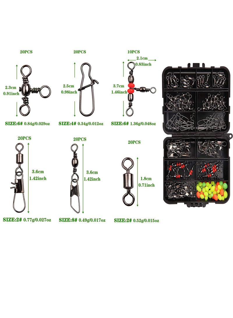 SYOSI 140PCS Fishing Tackle Accessories, Fisherman's Swivel Set Versatile Fishing Attachments Bead and Swivel Combo Triple Swivel Fishing Kit Versatile Fishing Attachments for Saltwater Freshwater - Image 2