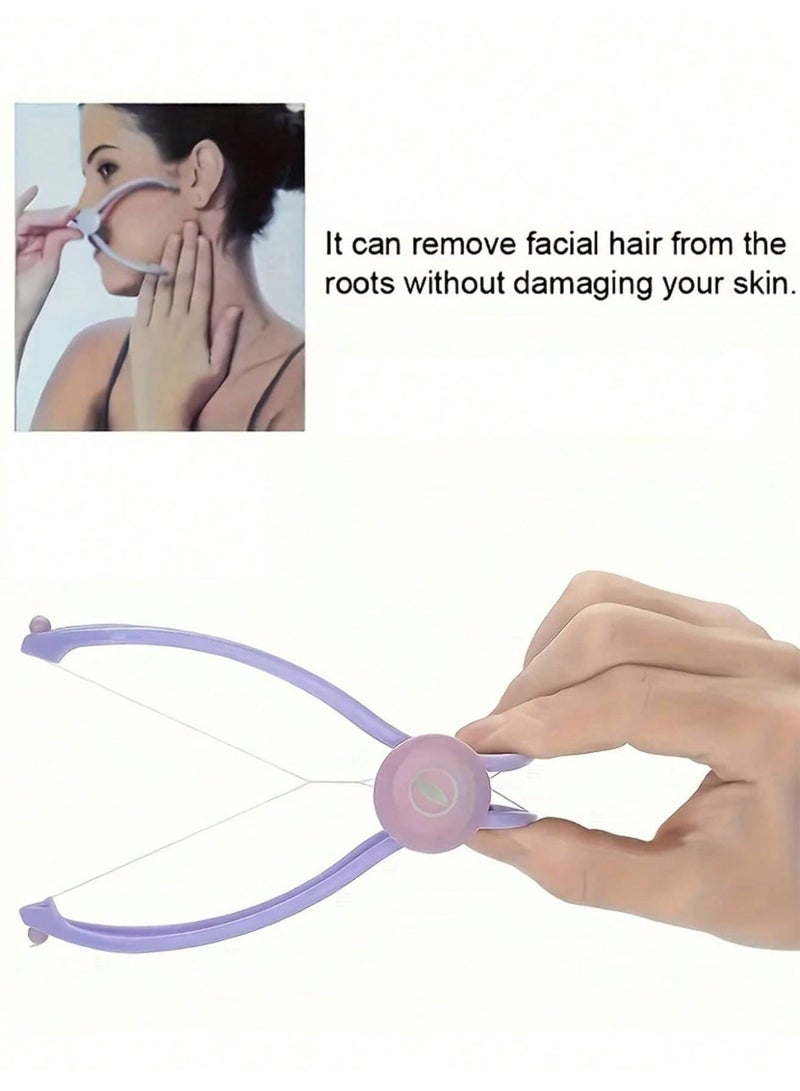 ام اس كيو مزيل شعر الوجه بالخيط يدوي، ماكينة إزالة شعر الوجه بالنابض مع خيوط قابلة للاستبدال للشفة العليا والخدين والشعر الناعم - Image 3