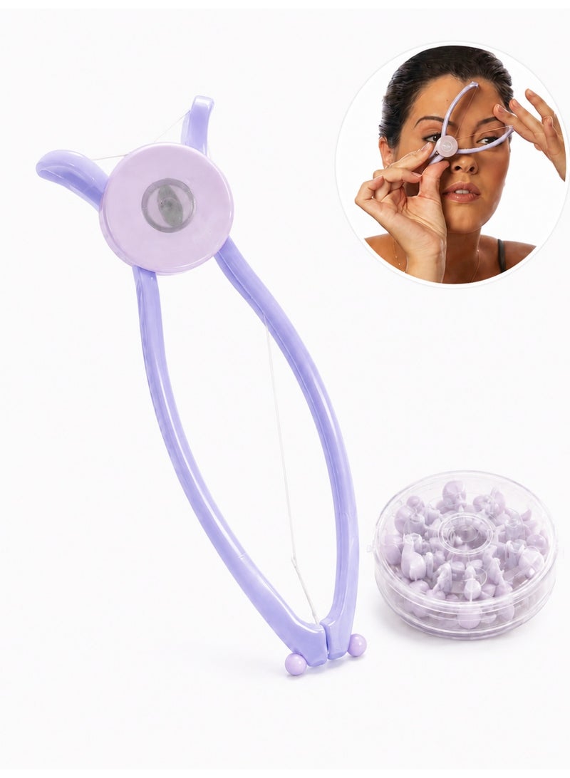 ام اس كيو مزيل شعر الوجه بالخيط يدوي، ماكينة إزالة شعر الوجه بالنابض مع خيوط قابلة للاستبدال للشفة العليا والخدين والشعر الناعم - Image 1