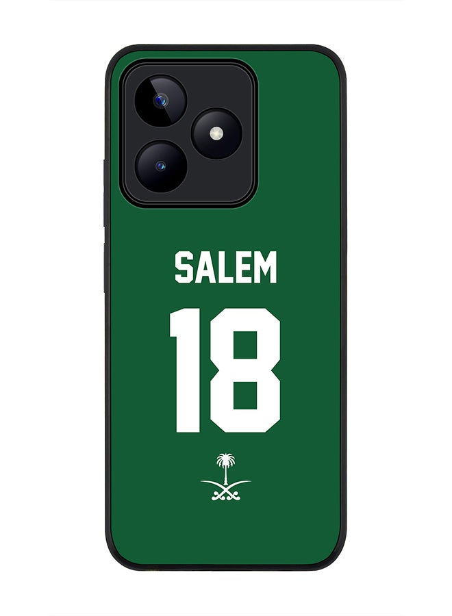 Stylizedd Rugged Black edge case for Realme C51 / Realme Note 50 4G, Slim fit Soft Cover - Football Team - Saudi Arabia, Player Name - Salem - Image 1