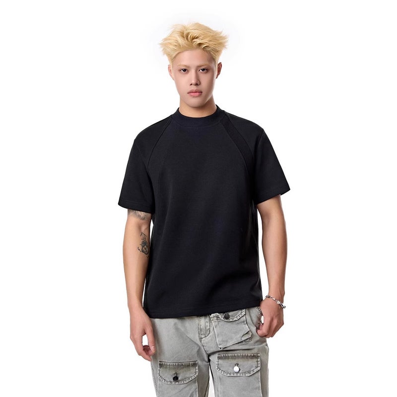 280G Australian-made American-style elastane space cotton air layer short-sleeved T-shirt wrinkle-resistant stiff short boxy version top - Image 2