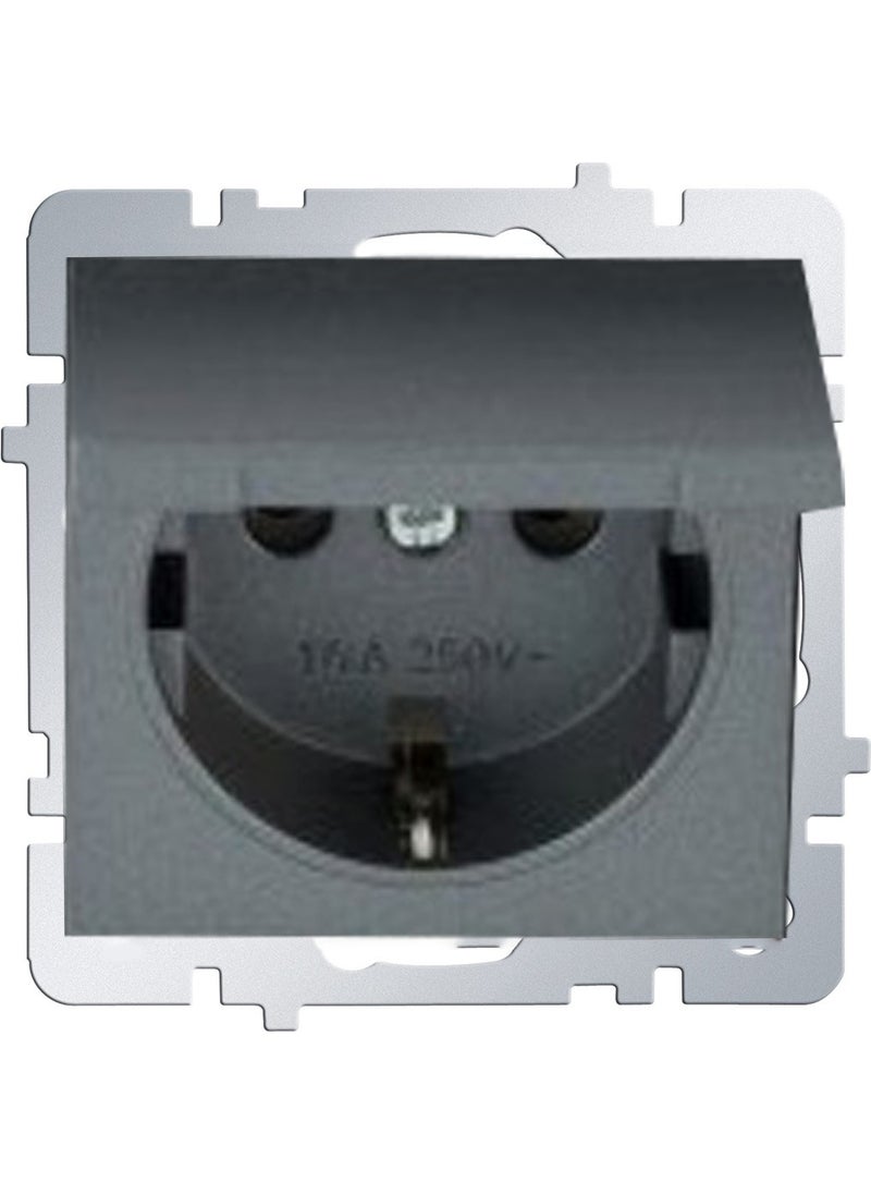 Netelsan Smoked - Grounded Socket with Cover (Frameless) 
