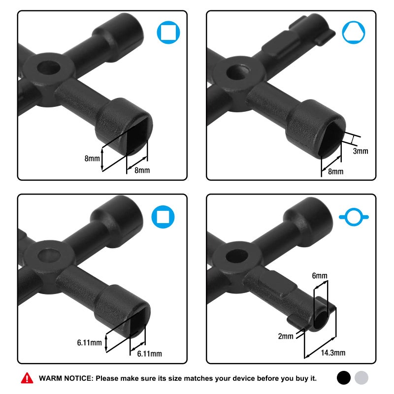 DURATECH 4 Way Utilities Key, Multi-functional Water Key Set, 2-Pack, for Valve, Faucet, and Spigots - Image 2