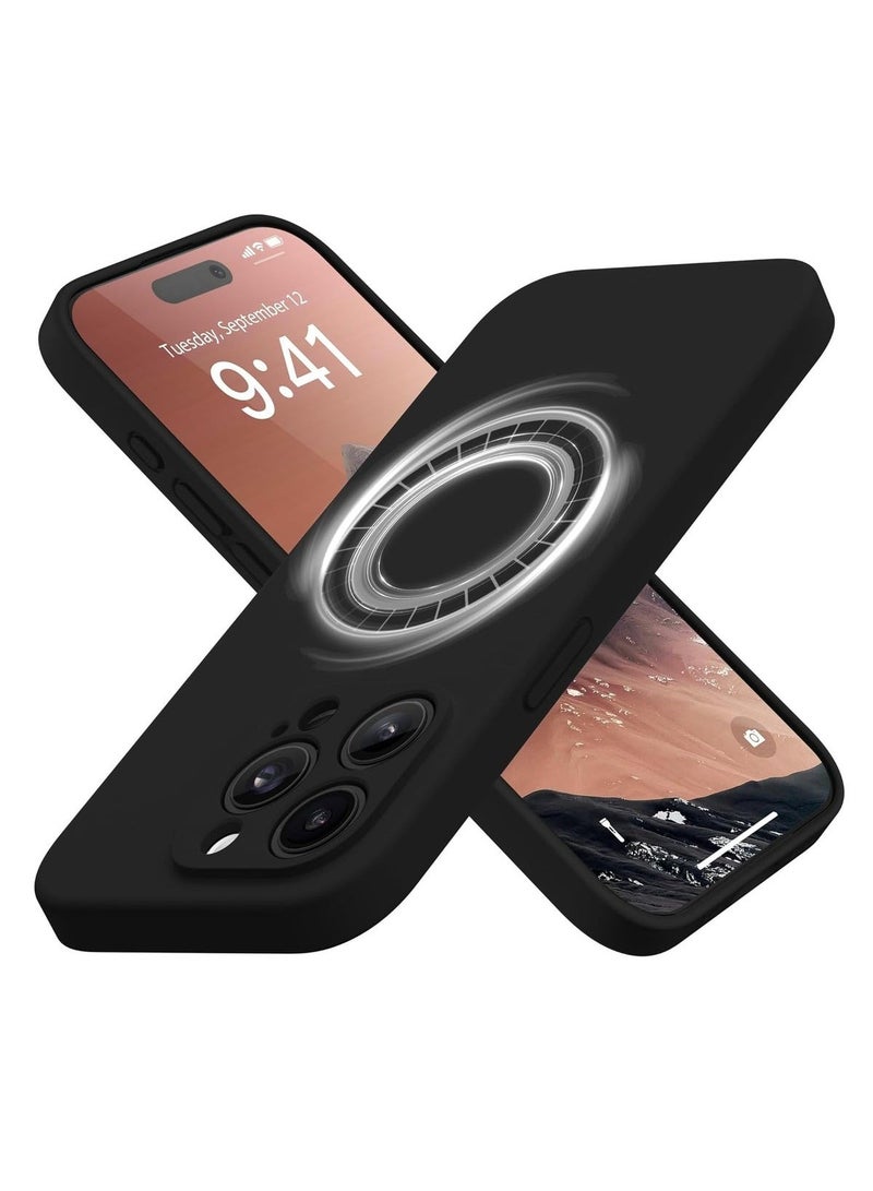 ELTRAZONE ELTRAZONE Strong Magnetic for iPhone 15 Pro Max Case Silicone, Compatible with MagSafe, [Camera Protection][2X Screen Protectors]Slim Protective Phone Case, Soft Anti-Scratch Microfiber Lining, Black