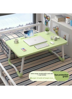 Sick Bed Dining Table Elderly Pregnant Women's Bed Small Dining Table Dormitory Upper Bed Foldable Movable Household-Color:Extra Large W Square Green [70x40 Cup Slot] Height 33-p66