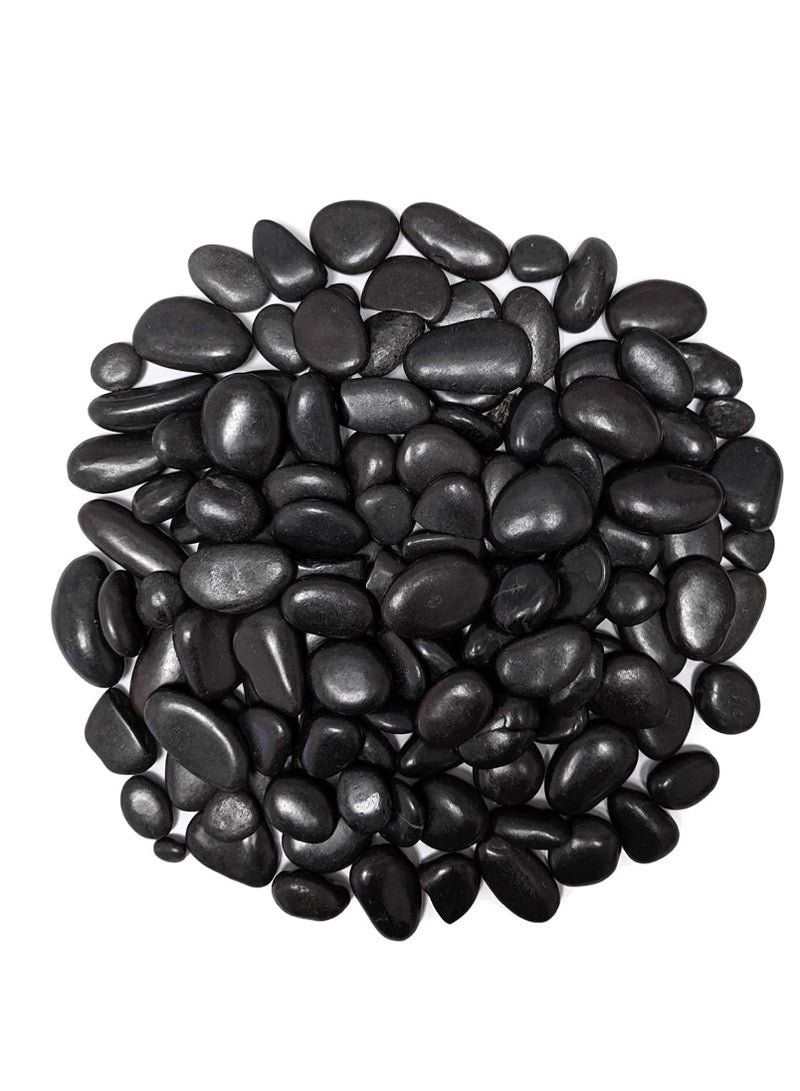 vsell24 2-4cm Black Decorative Pebbles River Rock Large Black Light Polished Stones For Glassware, Vases, Outdoor Graden, Lawn Aquariums  - Image 1