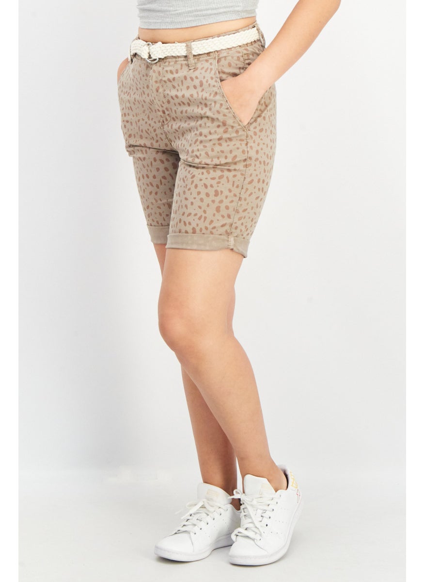 ESPRIT Women Belted Allover Print Shorts, Brown  - Image 2