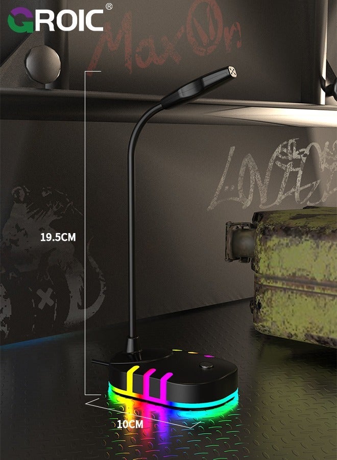 USB Computer Microphone, Plug &Play Desktop Omnidirectional Condenser PC Laptop Mic, Mute Button with LED Indicator, Compatible Windows/Mac, Ideal for YouTube, Skype, Recording, Games