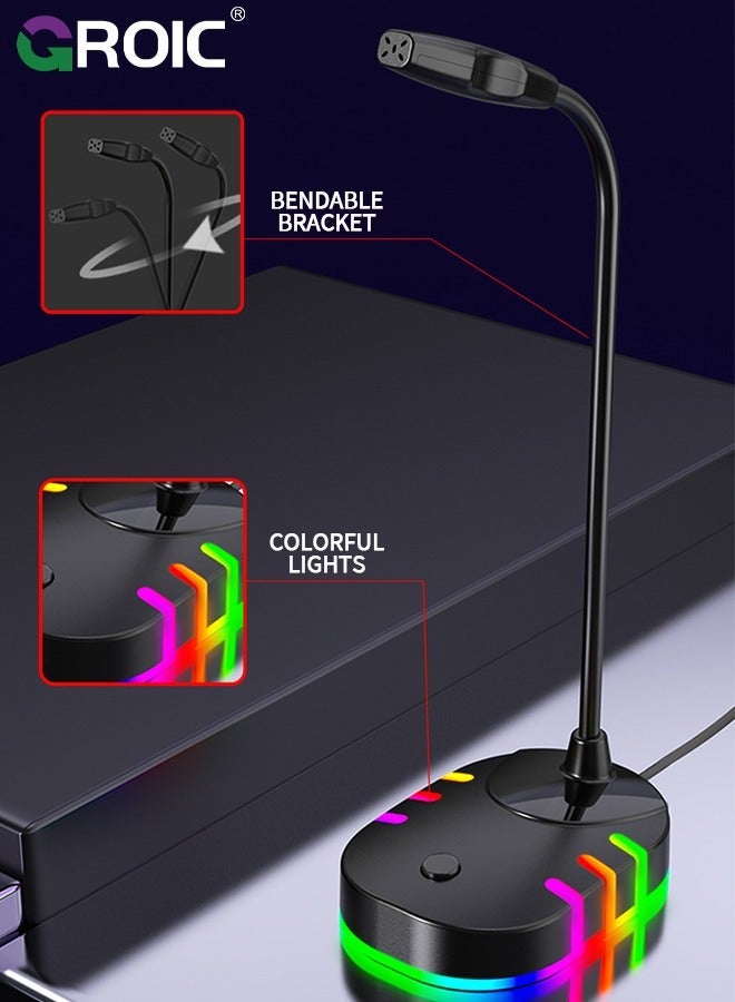 GROIC USB Computer Microphone, Plug &Play Desktop Omnidirectional Condenser PC Laptop Mic, Mute Button with LED Indicator, Compatible Windows/Mac, Ideal for YouTube, Skype, Recording, Games  - Image 4