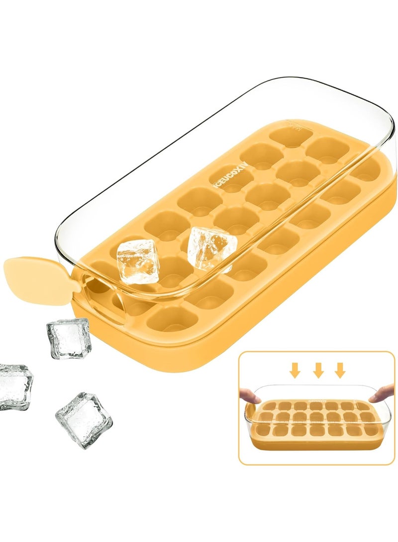 Ice Cube Tray, Easy Release Ice Mold - Silicone 21 pcs Ice Cube Trays for freezer with Lid - Ice Box for Cocktail, Tea, Coffee, whiskey, beer - Image 1