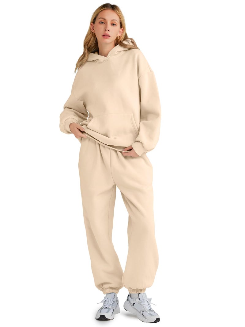 AUTOMET Women 2 Piece Outfits 2026 Plus Size Fall Fashion Airport Travel Pants Lounge Set Leisure Vacation Winter Clothes Sweatsuits Apricot M - Image 2