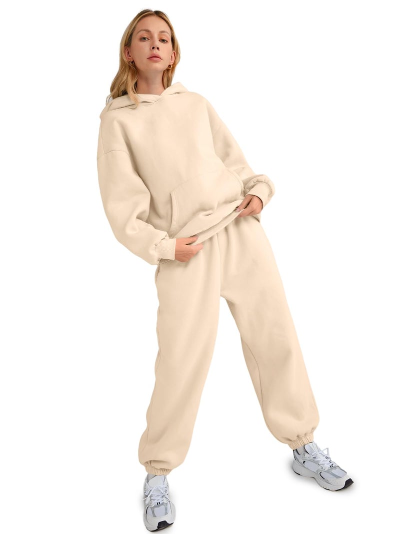 AUTOMET Women 2 Piece Outfits 2026 Plus Size Fall Fashion Airport Travel Pants Lounge Set Leisure Vacation Winter Clothes Sweatsuits Apricot M - Image 5