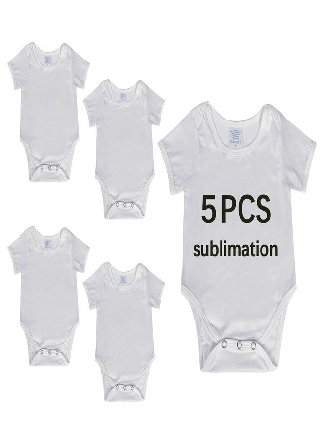 OKBA 5 PCS Sublimation Blank baby Romper,White Short Sleeve Shirt Polyester bodysuit for Baby Boys Girls (Baby, white, 3-6 Months*5PCS) - Image 1