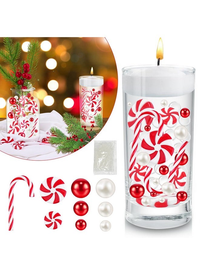 SelfTek 6129 Pcs Christmas Vase Filler, White And Red Candy Cane Vase Filler Beads,Floating Pearls Water Gel Beads For Vase Filler Table Centerpieces Christmas Home Party Decoration  - Image 1