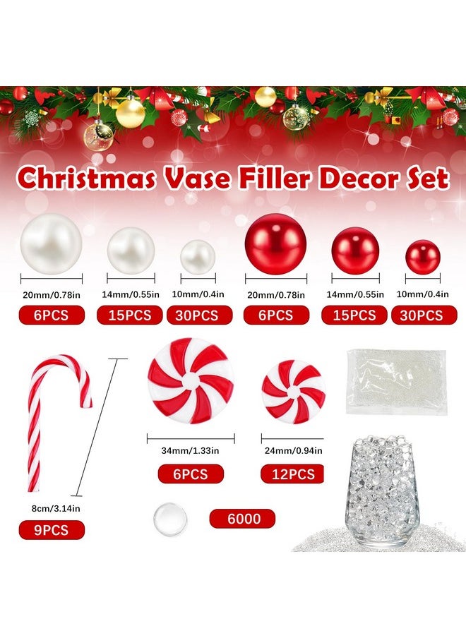 SelfTek 6129 Pcs Christmas Vase Filler, White And Red Candy Cane Vase Filler Beads,Floating Pearls Water Gel Beads For Vase Filler Table Centerpieces Christmas Home Party Decoration  - Image 2