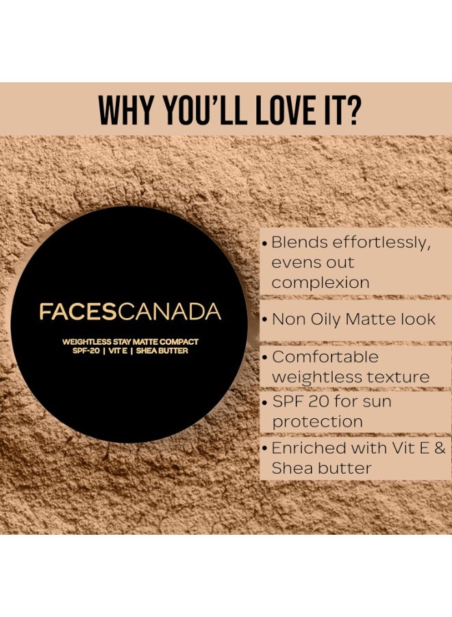 FACESCANADA Weightless Stay Matte Finish Compact Powder - Beige,9 G|Non Oily Matte Look|Evens Out Complexion|Hides Imperfections|Blends Effortlessly|Pressed Powder For All Skin Types - Image 2